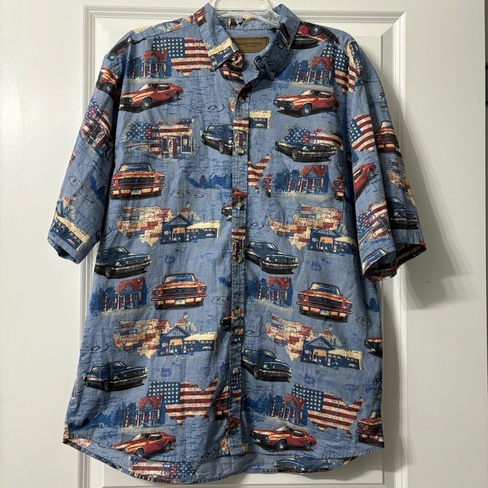 ClearWater Outfitters American Classic Cars Button Down size XL
